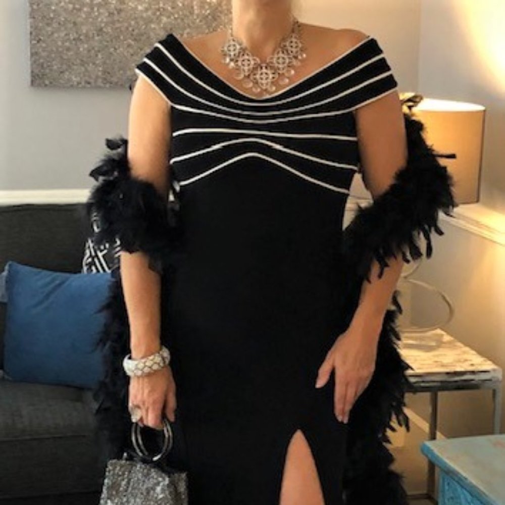 Cache Black and White Evening Gown